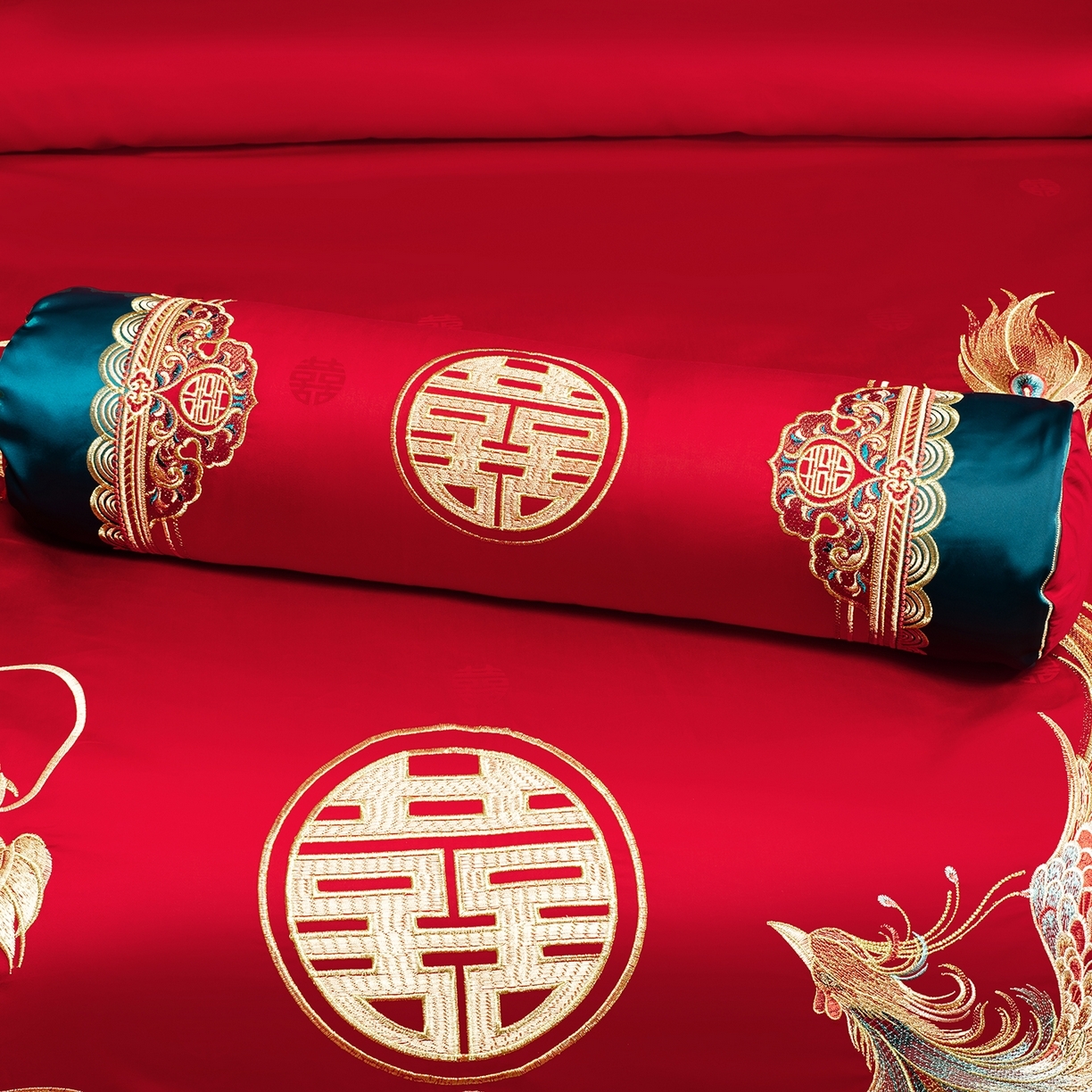 91家纺网 家纺一手货源 找家纺 （总）柏拉图 2025新款100s长绒棉贡缎提花重工艺刺绣婚庆四件套多件套