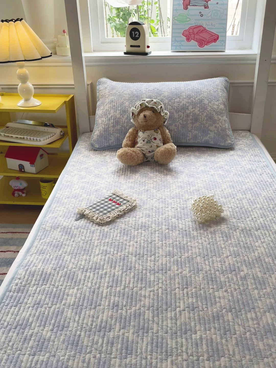 91家纺网 家纺一手货源 找家纺 恒尚居 2025新款学生床垫双层纱床褥垫软床垫床护垫-四季款【系列一】 清新蓝