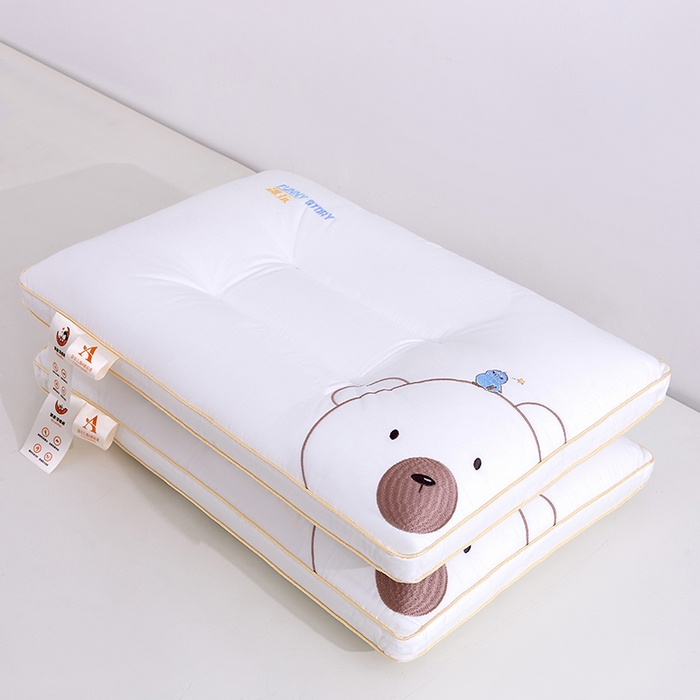 91家纺网 家纺一手货源 找家纺 （总）织布人 2025新款枕芯A类全棉纯棉刺绣招财猫卡通幼儿园儿童枕头学生宿舍枕头枕芯