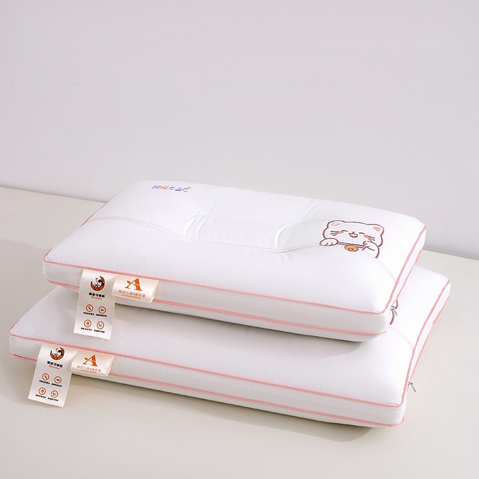 91家纺网 家纺一手货源 找家纺 （总）织布人 2025新款枕芯A类全棉纯棉刺绣招财猫卡通幼儿园儿童枕头学生宿舍枕头枕芯