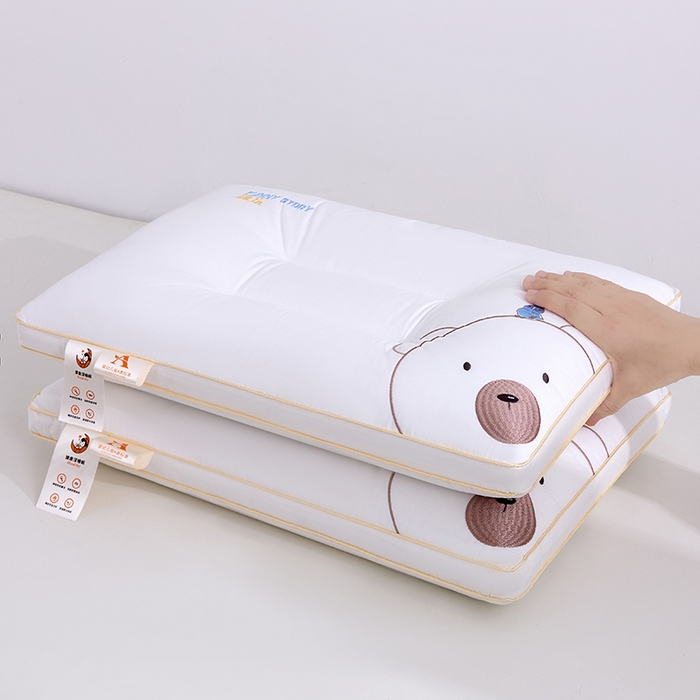 91家纺网 家纺一手货源 找家纺 （总）织布人 2025新款枕芯A类全棉纯棉刺绣招财猫卡通幼儿园儿童枕头学生宿舍枕头枕芯