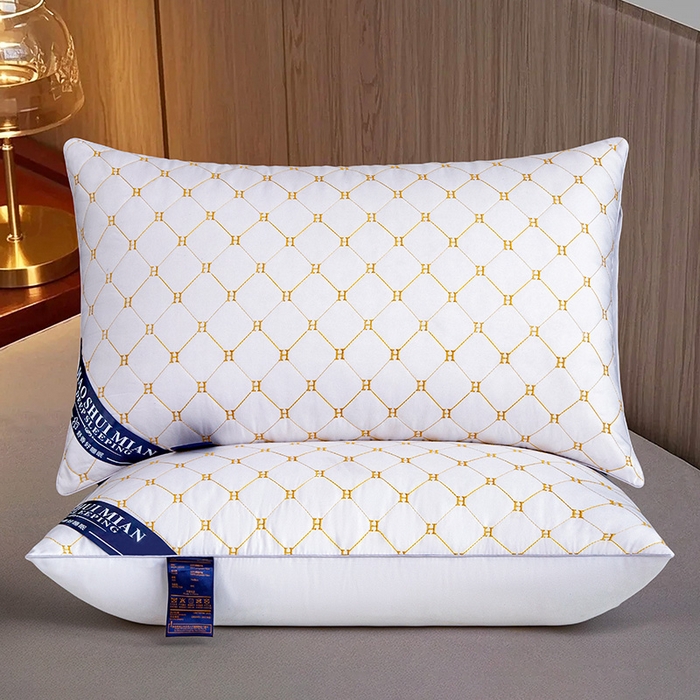 91家纺网 家纺一手货源 找家纺 （总）织布人 2025新款枕芯磨毛单边绗绣H刺绣酒店枕头成人家用枕头枕芯