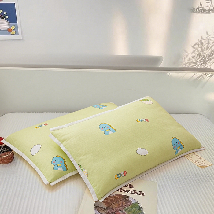 91家纺网 家纺一手货源 找家纺 （总）织布人 2025新款枕芯A类全棉纯棉双层纱卡通儿童学生枕套+棉花枕芯+羽丝绒枕芯枕头枕芯