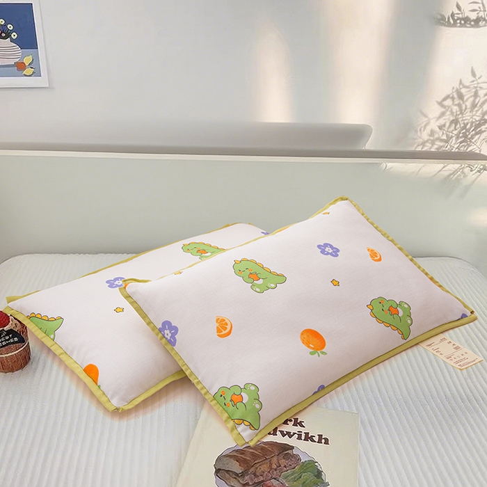 91家纺网 家纺一手货源 找家纺 （总）织布人 2025新款枕芯A类全棉纯棉双层纱卡通儿童学生枕套+棉花枕芯+羽丝绒枕芯枕头枕芯