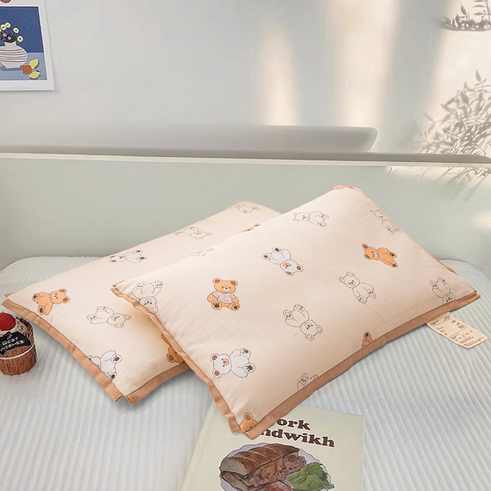 91家纺网 家纺一手货源 找家纺 （总）织布人 2025新款枕芯A类全棉纯棉双层纱卡通儿童学生枕套+棉花枕芯+羽丝绒枕芯枕头枕芯