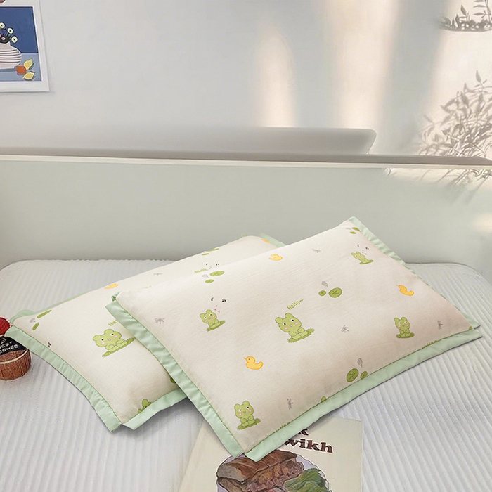 91家纺网 家纺一手货源 找家纺 （总）织布人 2025新款枕芯A类全棉纯棉双层纱卡通儿童学生枕套+棉花枕芯+羽丝绒枕芯枕头枕芯