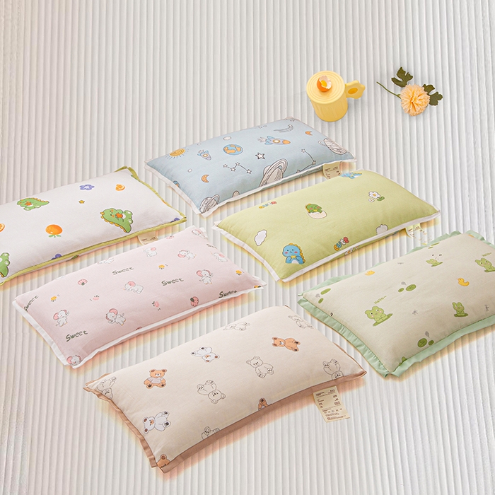 91家纺网 家纺一手货源 找家纺 （总）织布人 2025新款枕芯A类全棉纯棉双层纱卡通儿童学生枕套+棉花枕芯+羽丝绒枕芯枕头枕芯