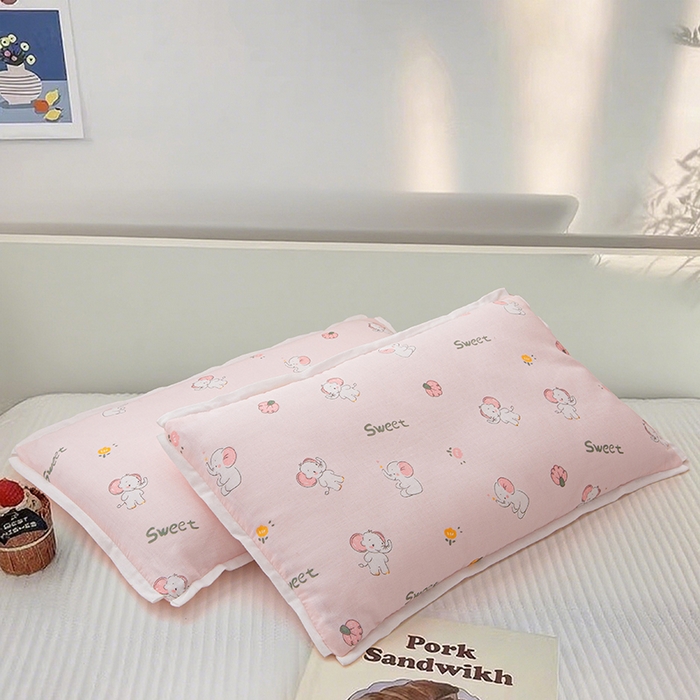 91家纺网 家纺一手货源 找家纺 （总）织布人 2025新款枕芯A类全棉纯棉双层纱卡通儿童学生枕套+棉花枕芯+羽丝绒枕芯枕头枕芯