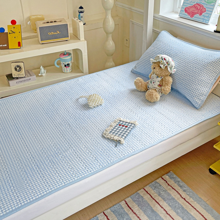 91家纺网 家纺一手货源 找家纺 恒尚居 2025新款学生床垫双层纱床褥垫软床垫床护垫-四季款【系列二】 天蓝格