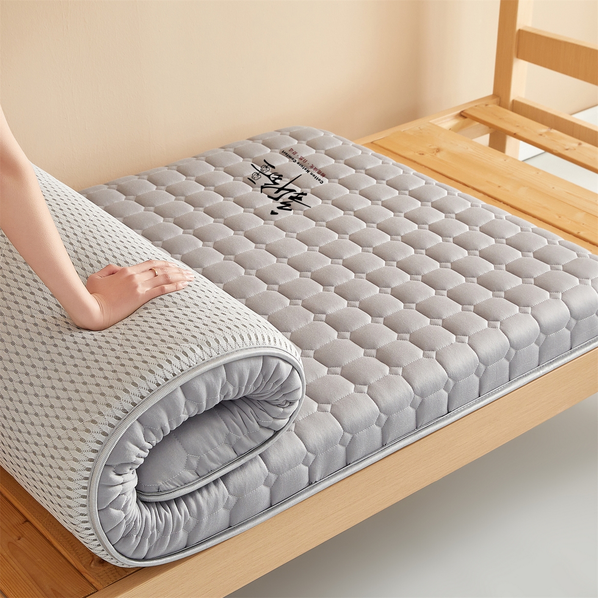 布卢姆床垫 2025新款A类针织棉新疆棉花学生床垫 雅致灰