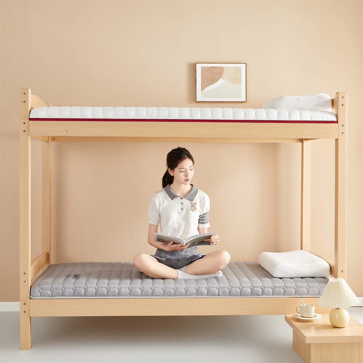 91家纺网 家纺一手货源 找家纺 布卢姆床垫 2025新款A类针织棉新疆棉花学生床垫 雅致灰