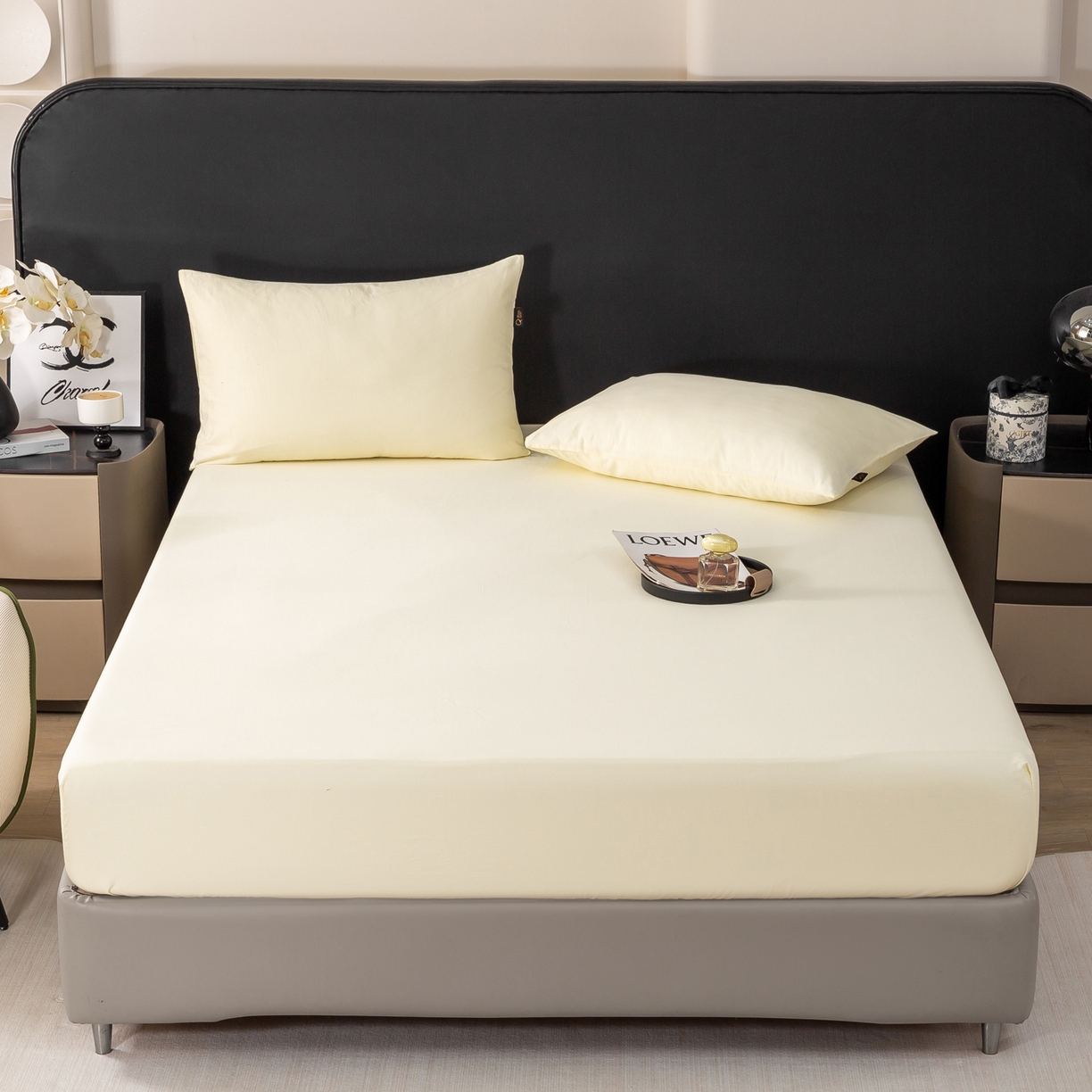 憨豆家纺 2026新款全棉磨毛床笠纯棉加厚防尘罩全包围床笠跨境四季通用 梦境--单件床笠（奶昔白）