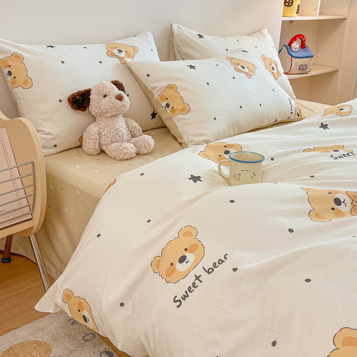 91家纺网 家纺一手货源 找家纺 （总）麦伦家居 2025新款40s斜纹全棉纯棉跑量款卡通小清新四件套