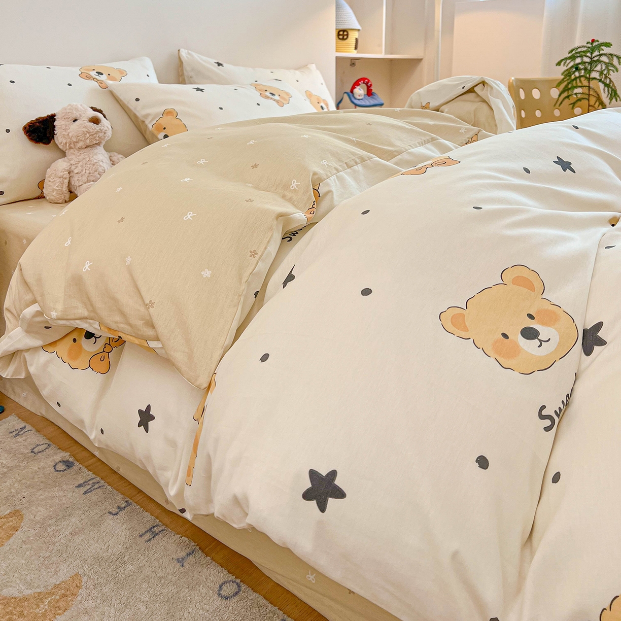 91家纺网 家纺一手货源 找家纺 （总）麦伦家居 2025新款40s斜纹全棉纯棉跑量款卡通小清新四件套