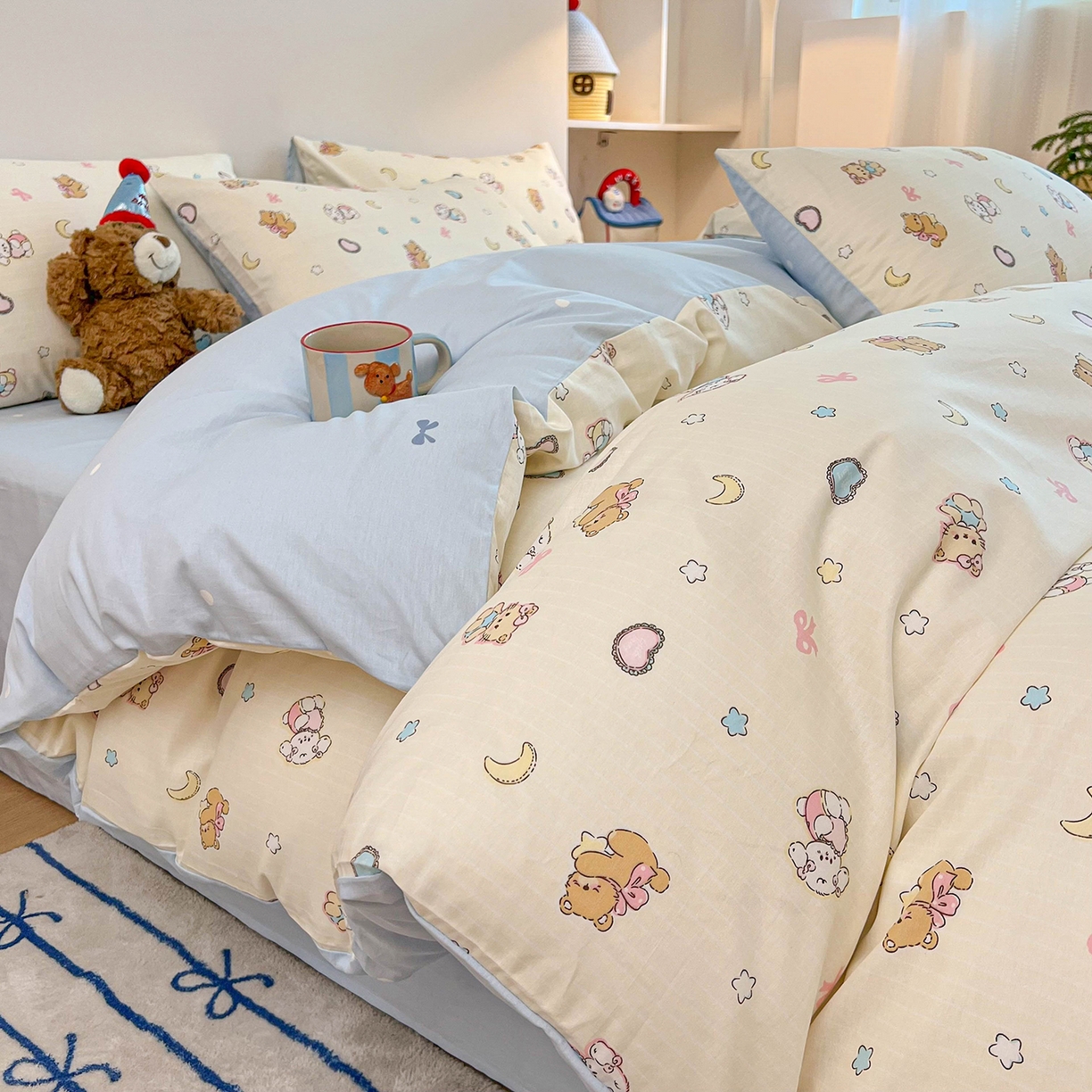 91家纺网 家纺一手货源 找家纺 （总）麦伦家居 2025新款40s斜纹全棉纯棉跑量款卡通小清新四件套