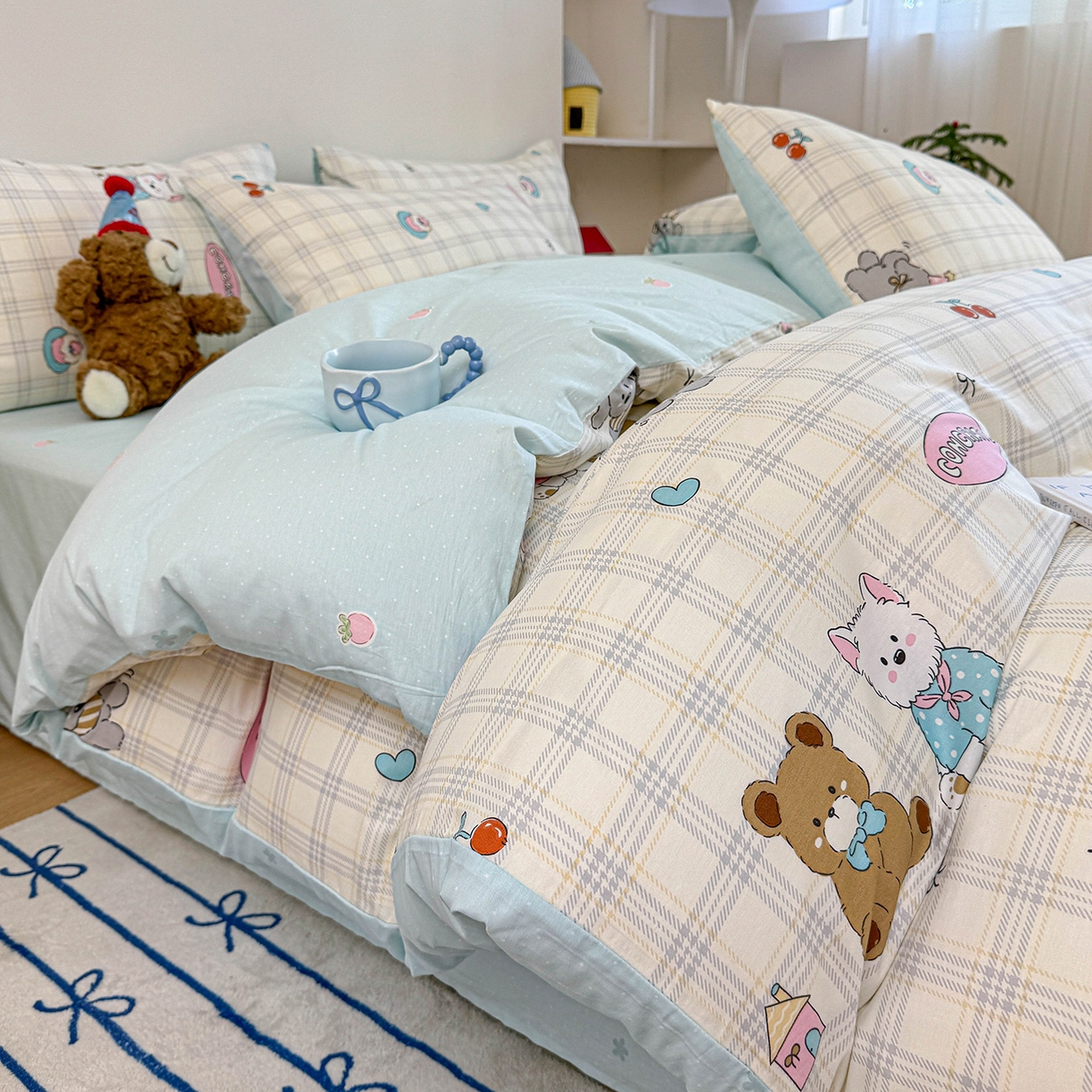 91家纺网 家纺一手货源 找家纺 （总）麦伦家居 2025新款40s斜纹全棉纯棉跑量款卡通小清新四件套