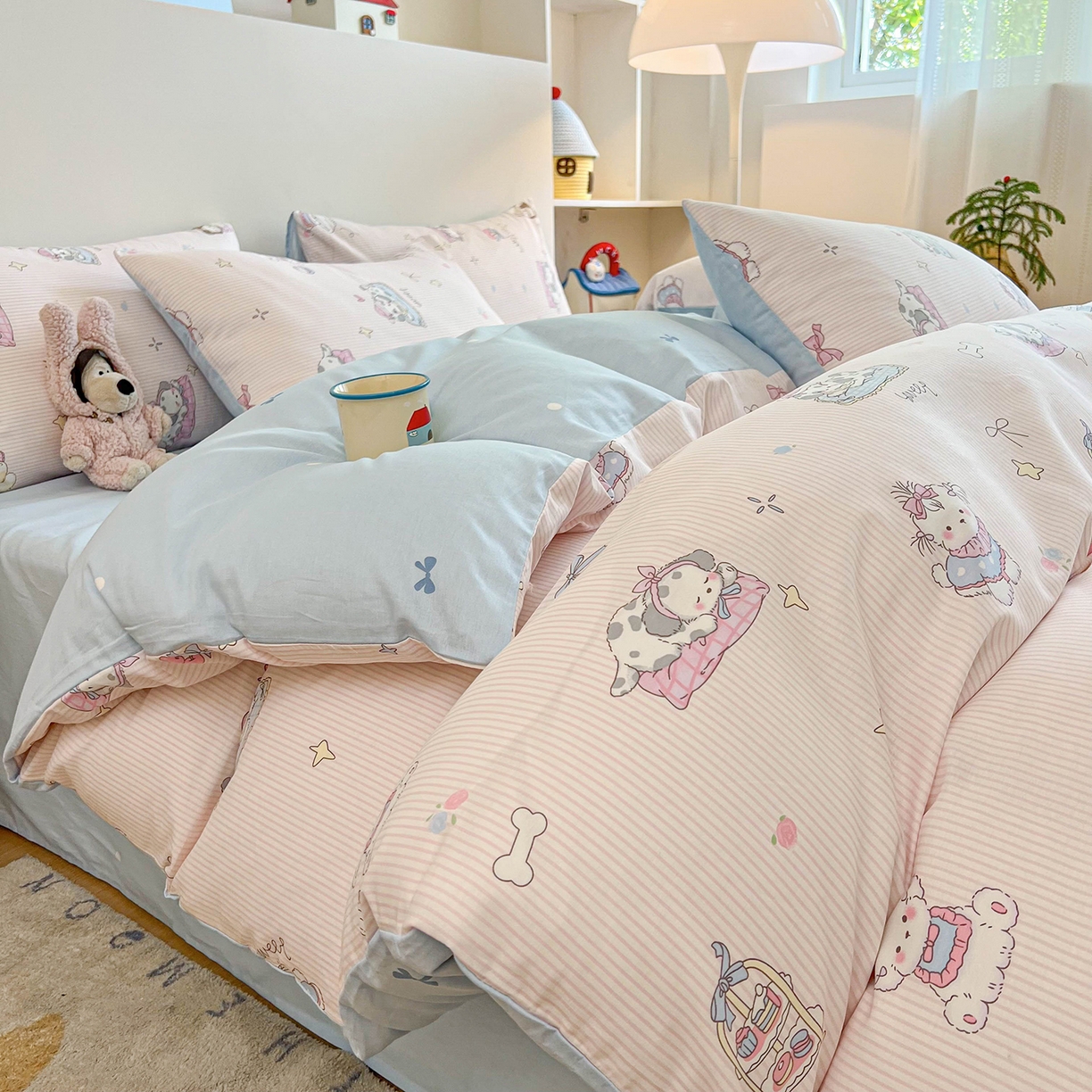 91家纺网 家纺一手货源 找家纺 （总）麦伦家居 2025新款40s斜纹全棉纯棉跑量款卡通小清新四件套