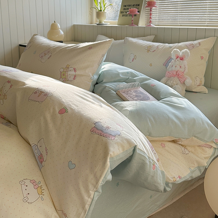 91家纺网 家纺一手货源 找家纺 （总）麦伦家居 2025新款40s斜纹全棉纯棉跑量款卡通小清新四件套