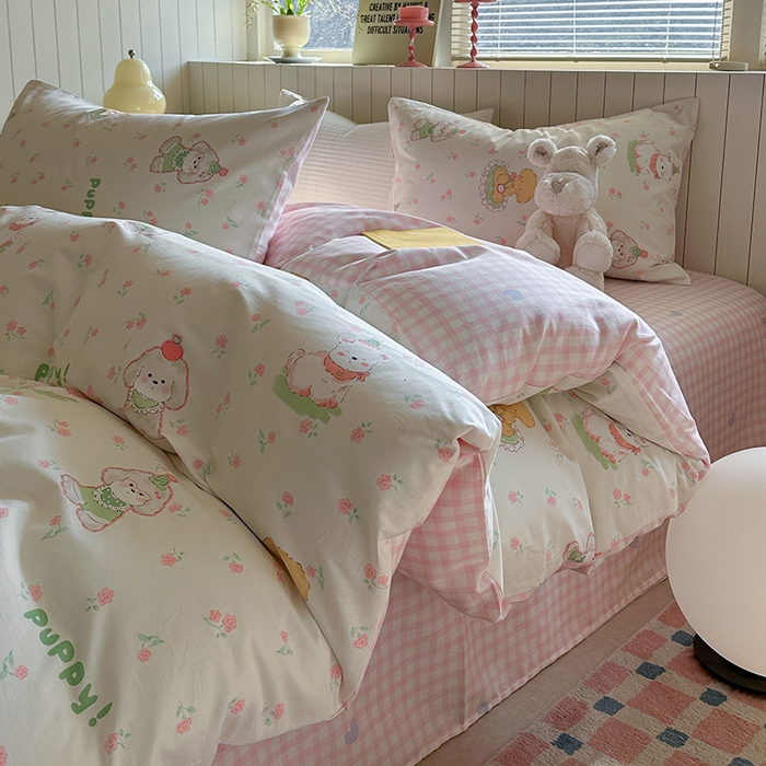 91家纺网 家纺一手货源 找家纺 （总）麦伦家居 2025新款40s斜纹全棉纯棉跑量款卡通小清新四件套