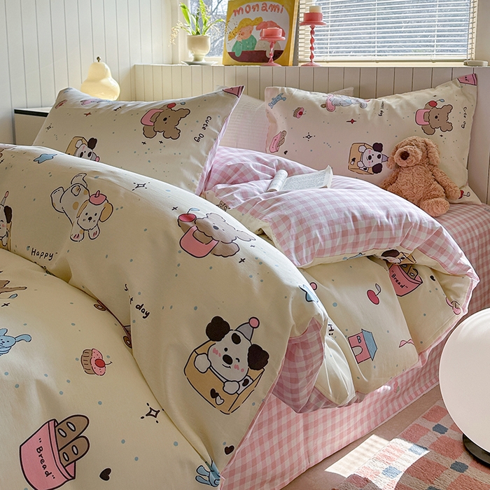 91家纺网 家纺一手货源 找家纺 （总）麦伦家居 2025新款40s斜纹全棉纯棉跑量款卡通小清新四件套