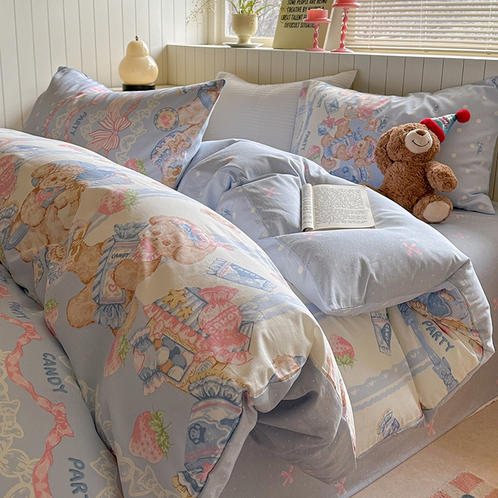 91家纺网 家纺一手货源 找家纺 （总）麦伦家居 2025新款40s斜纹全棉纯棉跑量款卡通小清新四件套