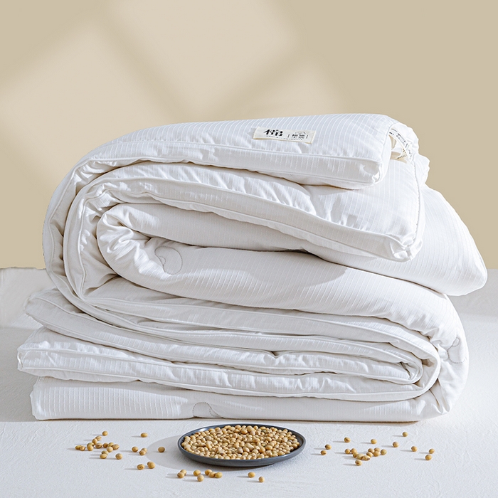 天瑜家纺 2025新款原棉提花大豆被子母被春秋被子被芯 白色