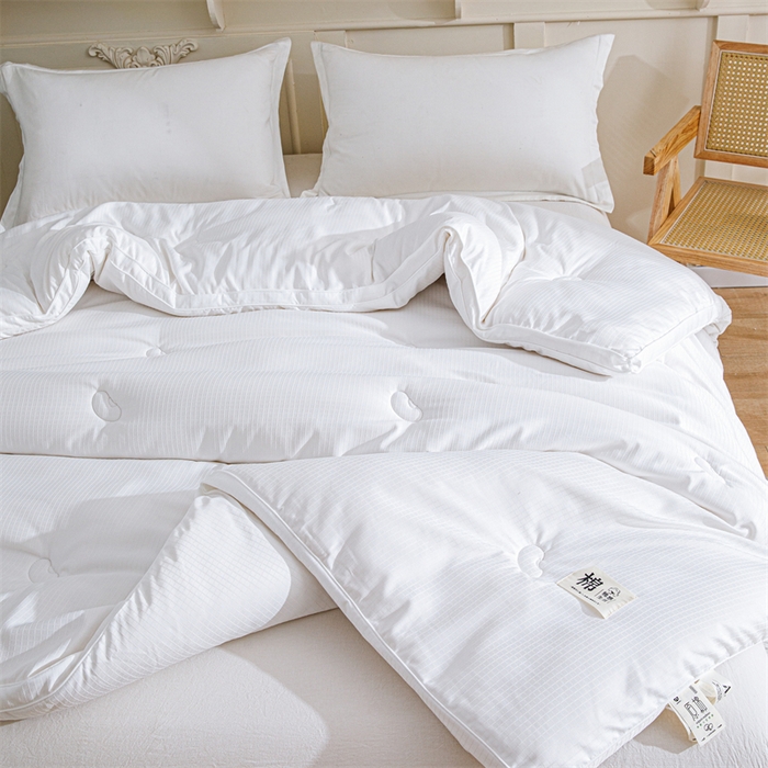 91家纺网 家纺一手货源 找家纺 天瑜家纺 2025新款原棉提花大豆被子母被春秋被子被芯 白色