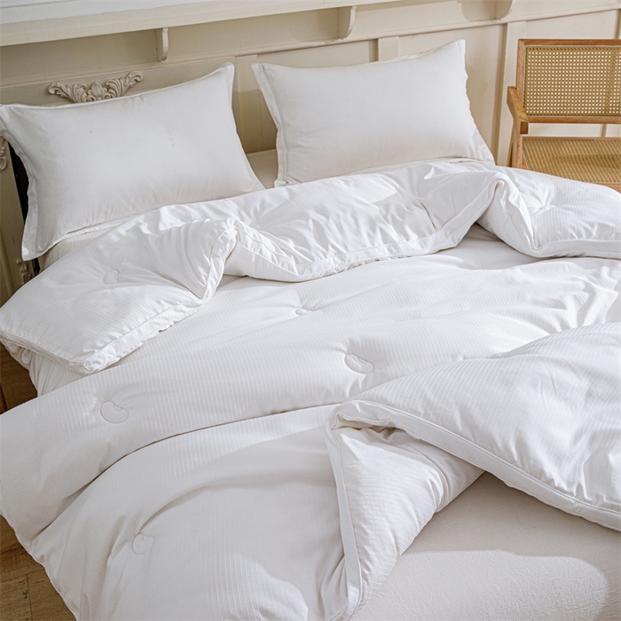 91家纺网 家纺一手货源 找家纺 天瑜家纺 2025新款原棉提花大豆被子母被春秋被子被芯 白色