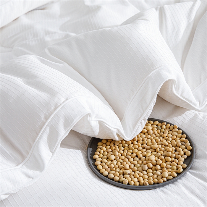 91家纺网 家纺一手货源 找家纺 天瑜家纺 2025新款原棉提花大豆被子母被春秋被子被芯 白色