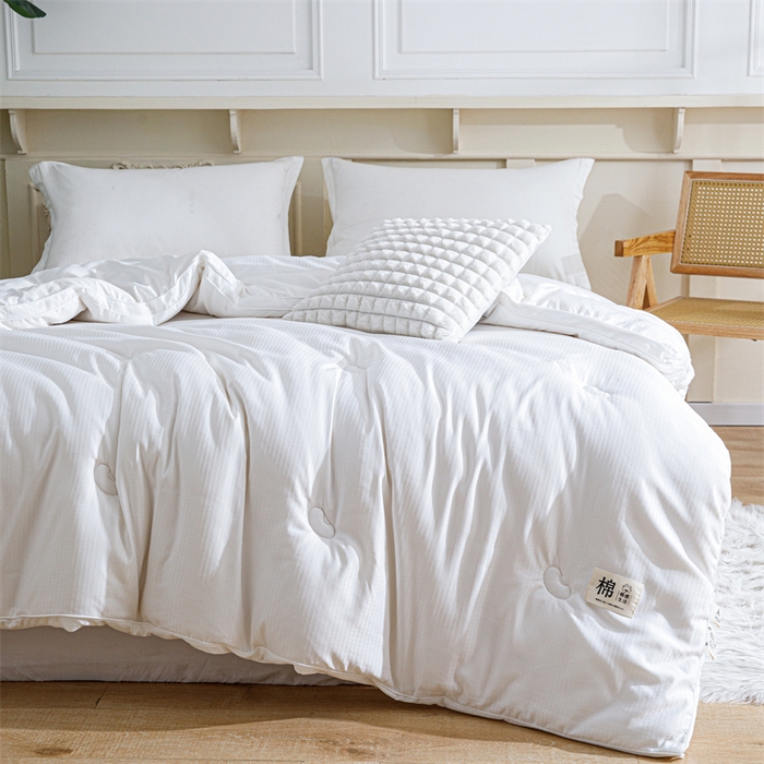 91家纺网 家纺一手货源 找家纺 天瑜家纺 2025新款原棉提花大豆被子母被春秋被子被芯 白色