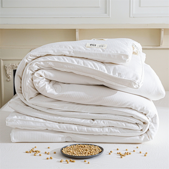 91家纺网 家纺一手货源 找家纺 天瑜家纺 2025新款原棉提花大豆被子母被春秋被子被芯 白色