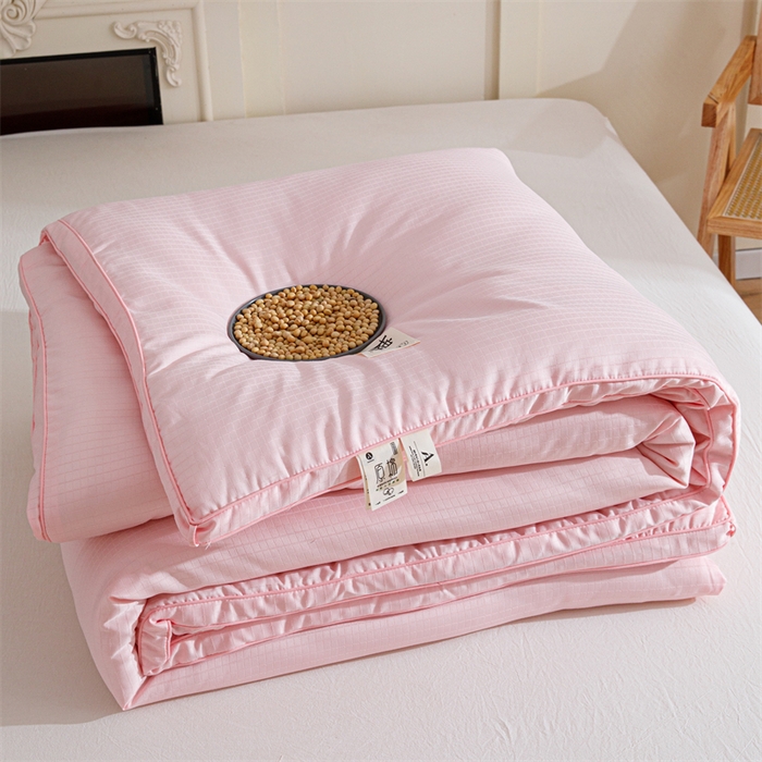 91家纺网 家纺一手货源 找家纺 天瑜家纺 2025新款原棉提花大豆被子母被春秋被子被芯 粉色