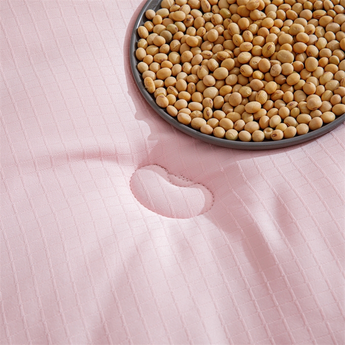 91家纺网 家纺一手货源 找家纺 天瑜家纺 2025新款原棉提花大豆被子母被春秋被子被芯 粉色