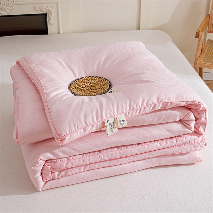 91家纺网 家纺一手货源 找家纺 天瑜家纺 2025新款原棉提花大豆被子母被春秋被子被芯 粉色