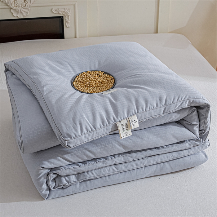 91家纺网 家纺一手货源 找家纺 天瑜家纺 2025新款原棉提花大豆被子母被春秋被子被芯 灰色