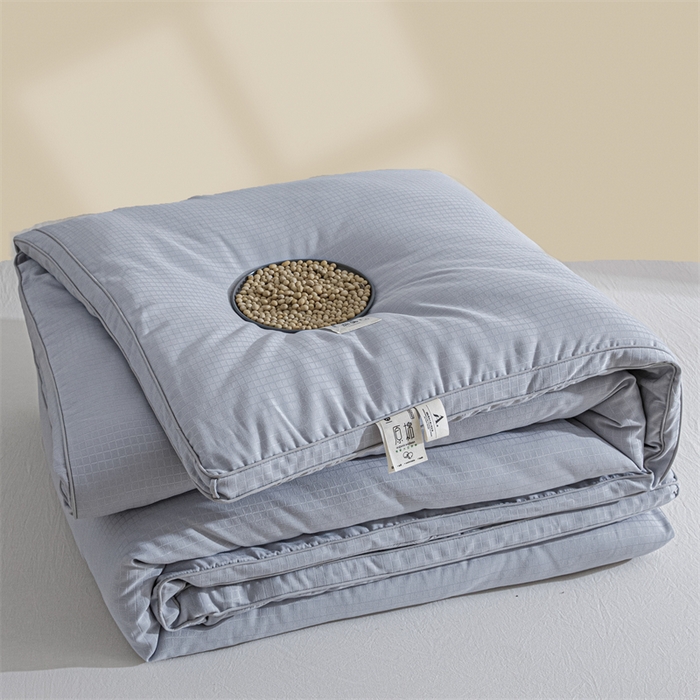 91家纺网 家纺一手货源 找家纺 天瑜家纺 2025新款原棉提花大豆被子母被春秋被子被芯 灰色