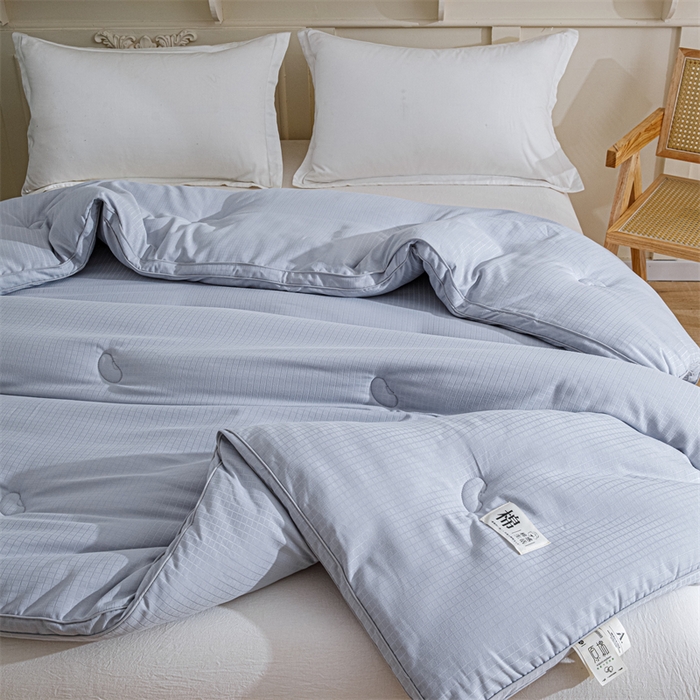 91家纺网 家纺一手货源 找家纺 天瑜家纺 2025新款原棉提花大豆被子母被春秋被子被芯 灰色