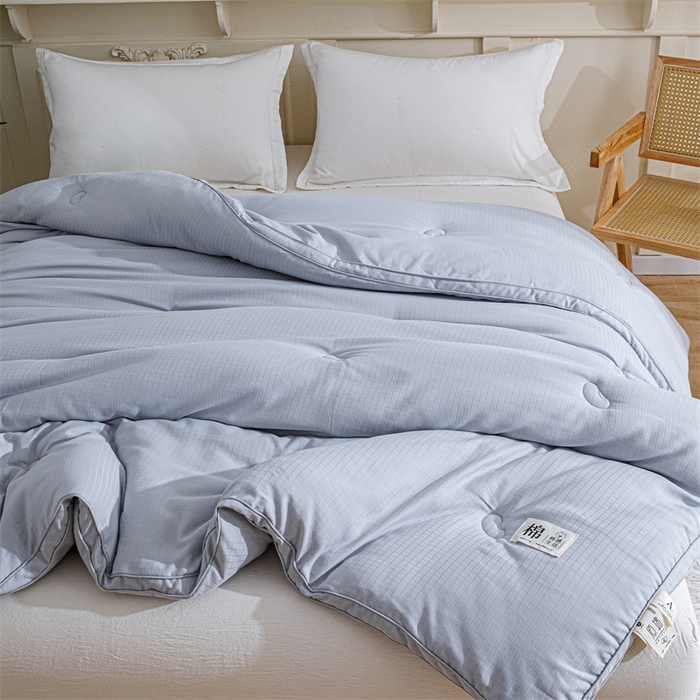 91家纺网 家纺一手货源 找家纺 天瑜家纺 2025新款原棉提花大豆被子母被春秋被子被芯 灰色