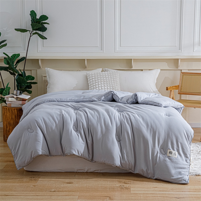 91家纺网 家纺一手货源 找家纺 天瑜家纺 2025新款原棉提花大豆被子母被春秋被子被芯 灰色
