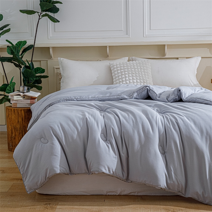 91家纺网 家纺一手货源 找家纺 天瑜家纺 2025新款原棉提花大豆被子母被春秋被子被芯 灰色