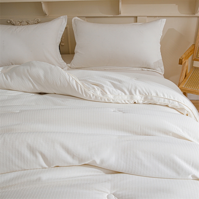 91家纺网 家纺一手货源 找家纺 天瑜家纺 2025新款原棉提花大豆被子母被春秋被子被芯 米黄