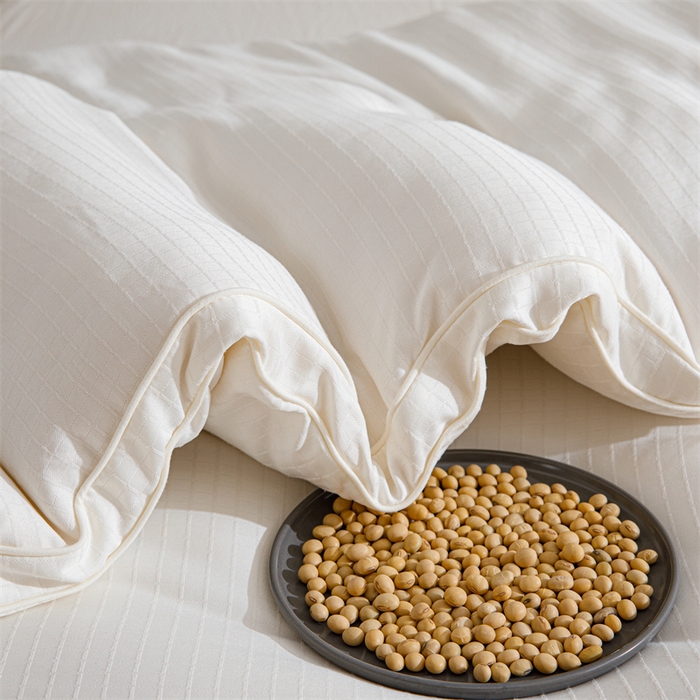 91家纺网 家纺一手货源 找家纺 天瑜家纺 2025新款原棉提花大豆被子母被春秋被子被芯 米黄