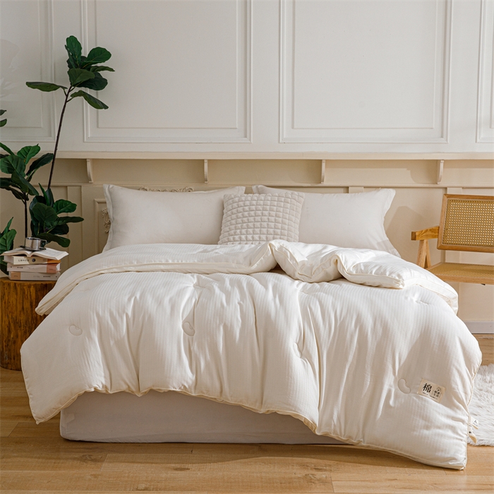 91家纺网 家纺一手货源 找家纺 天瑜家纺 2025新款原棉提花大豆被子母被春秋被子被芯 米黄