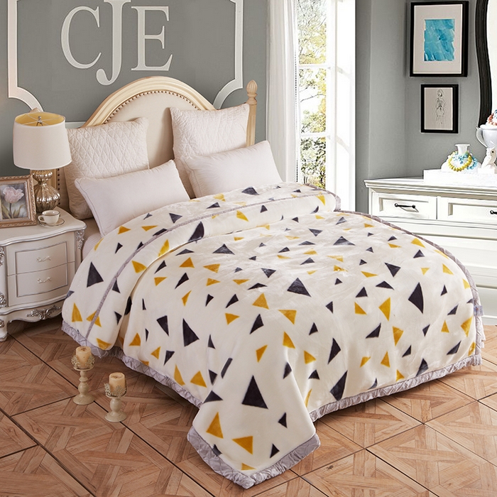 好艺佳毛毯 2025新款（经典版）拉舍尔毛毯学生毯宿舍婚庆加厚双层毯子绒毯盖毯不掉毛毛毯 爱上几何