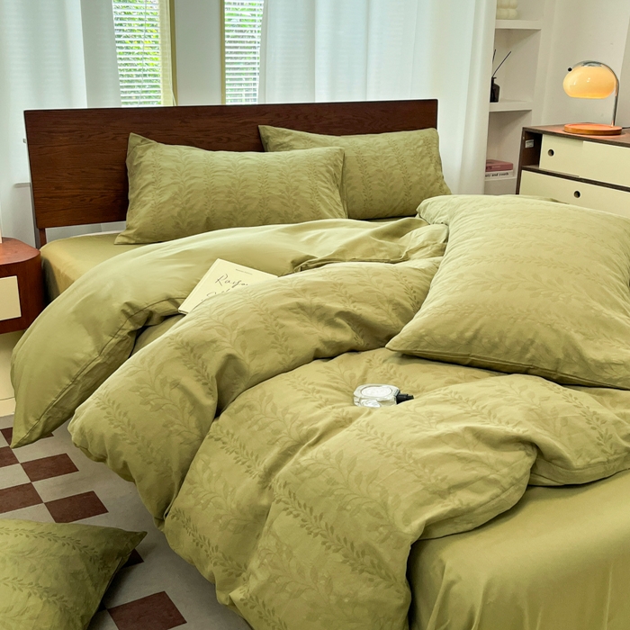 91家纺网 家纺一手货源 找家纺 沐棉家居 2025新款亲肤舒适全棉纯棉提花四件套 春田