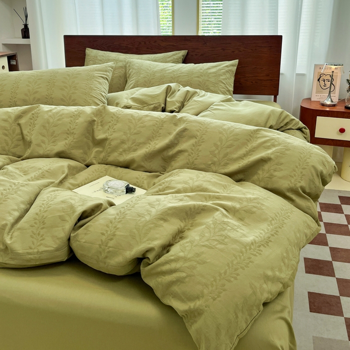 91家纺网 家纺一手货源 找家纺 沐棉家居 2025新款亲肤舒适全棉纯棉提花四件套 春田