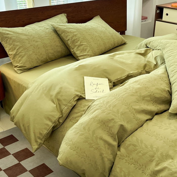 91家纺网 家纺一手货源 找家纺 沐棉家居 2025新款亲肤舒适全棉纯棉提花四件套 春田