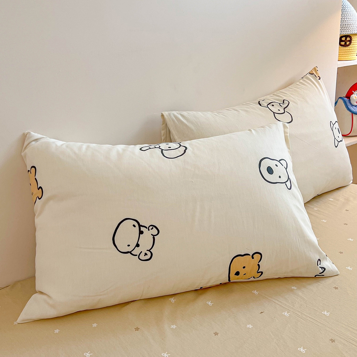 91家纺网 家纺一手货源 找家纺 麦伦家居 2025新款40s斜纹全棉纯棉跑量款卡通小清新四件套 好伙伴