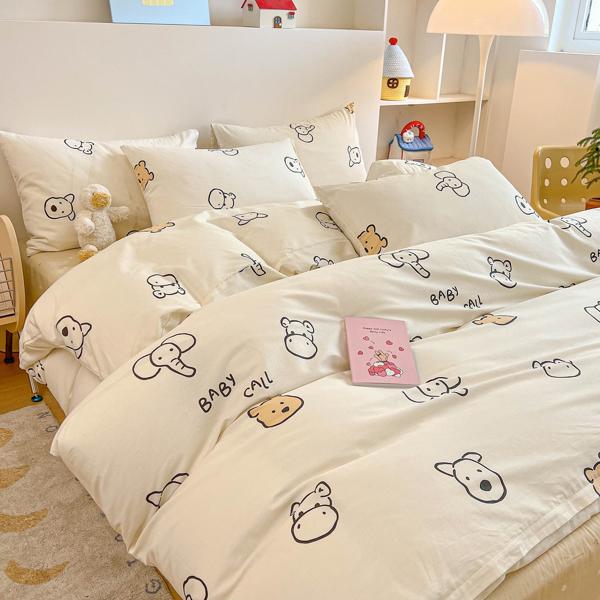 91家纺网 家纺一手货源 找家纺 麦伦家居 2025新款40s斜纹全棉纯棉跑量款卡通小清新四件套 好伙伴