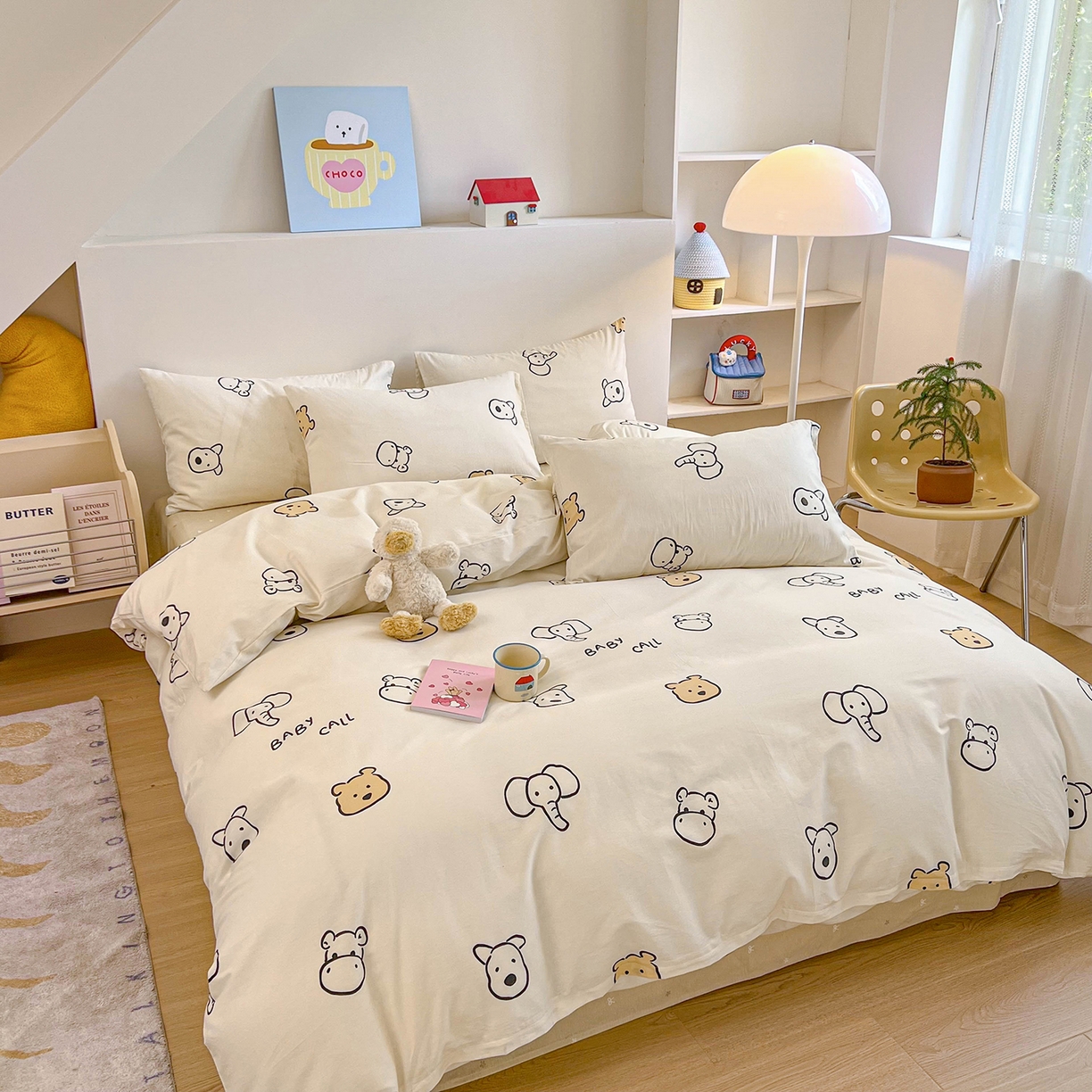 91家纺网 家纺一手货源 找家纺 麦伦家居 2025新款40s斜纹全棉纯棉跑量款卡通小清新四件套 好伙伴